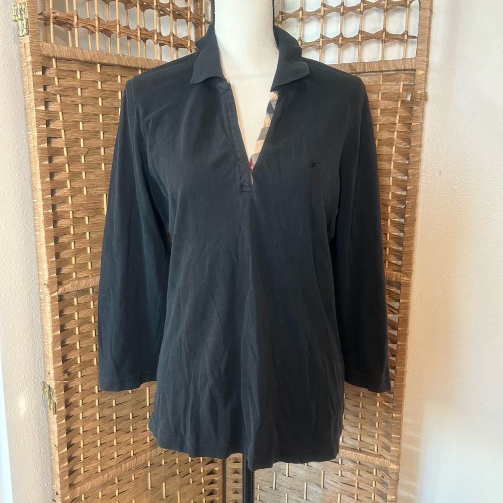 Burberry Black Long Sleeve Polo Shirt